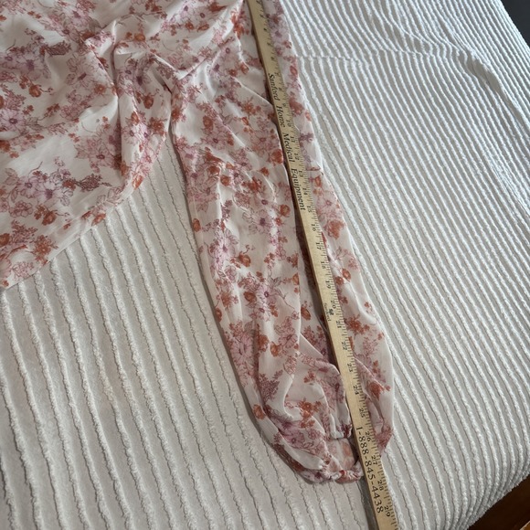 Anna Kaci Chiffon White Pink Floral Long Sleeve SzXL Cottagecore Flowy Feminine - Picture 5 of 8